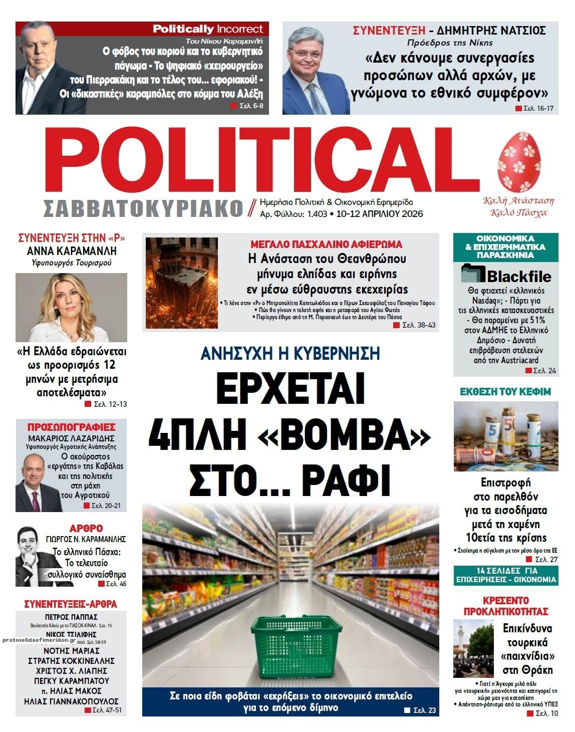 Πρωτοσέλιδο εφημερίδας Political