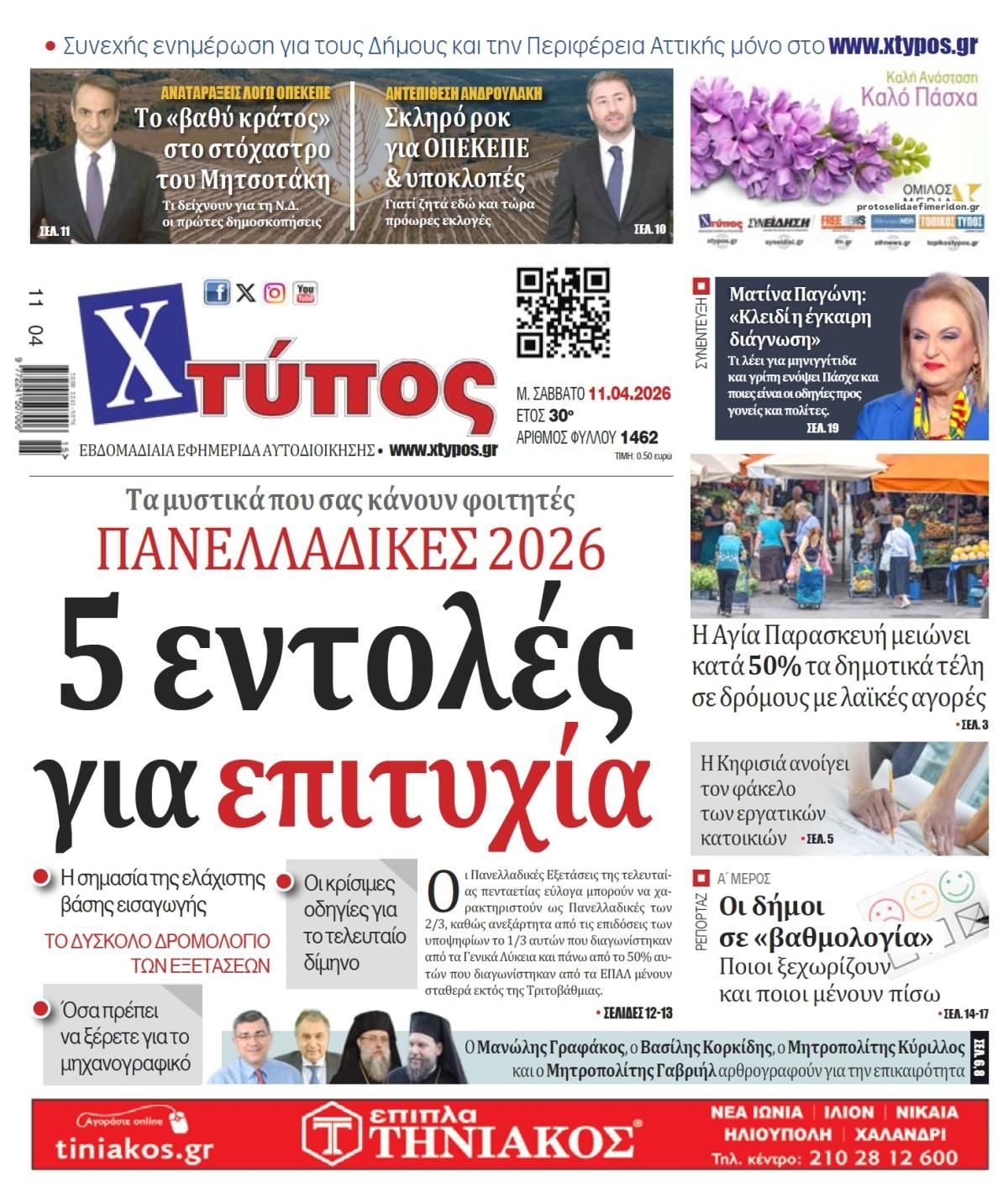 Πρωτοσέλιδο εφημερίδας Χτύπος