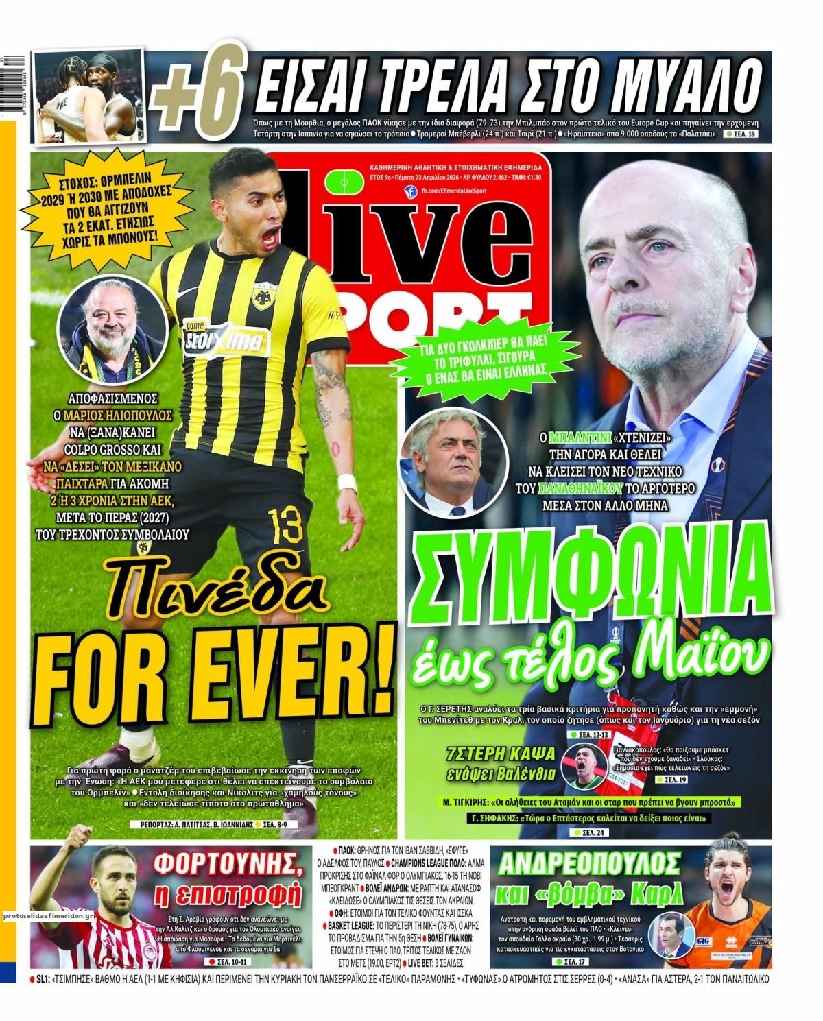 Πρωτοσέλιδο εφημερίδας Livesport