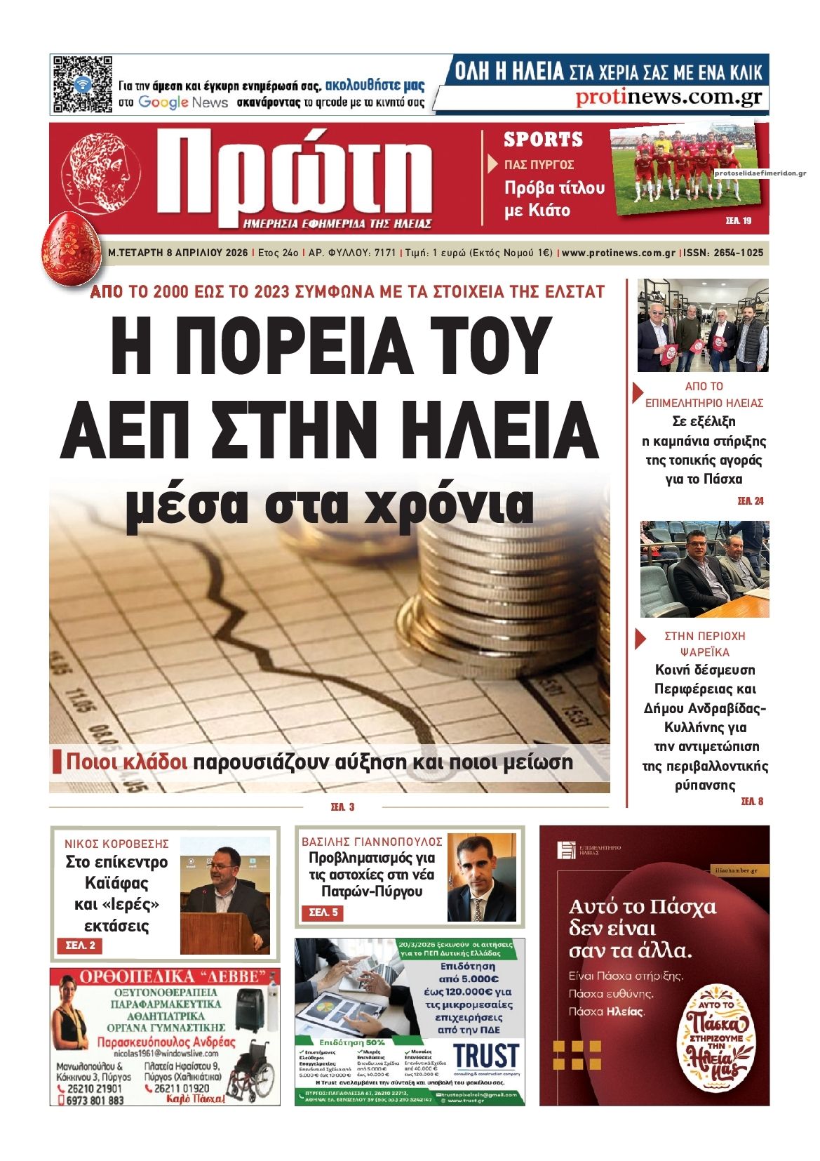 Πρωτοσέλιδο εφημερίδας Πρώτη