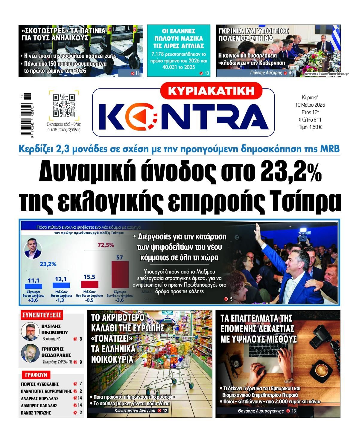 Πρωτοσέλιδο εφημερίδας Kontra News