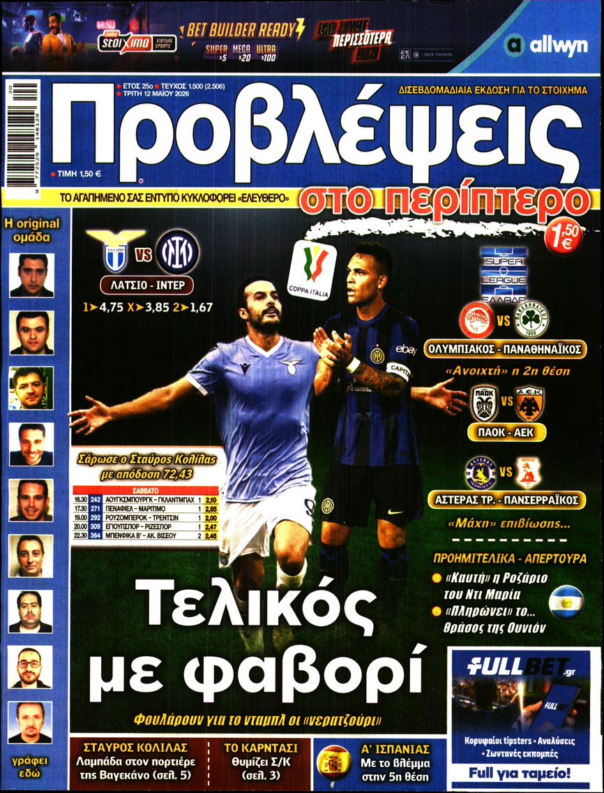Πρωτοσέλιδο εφημερίδας Προβλέψεις