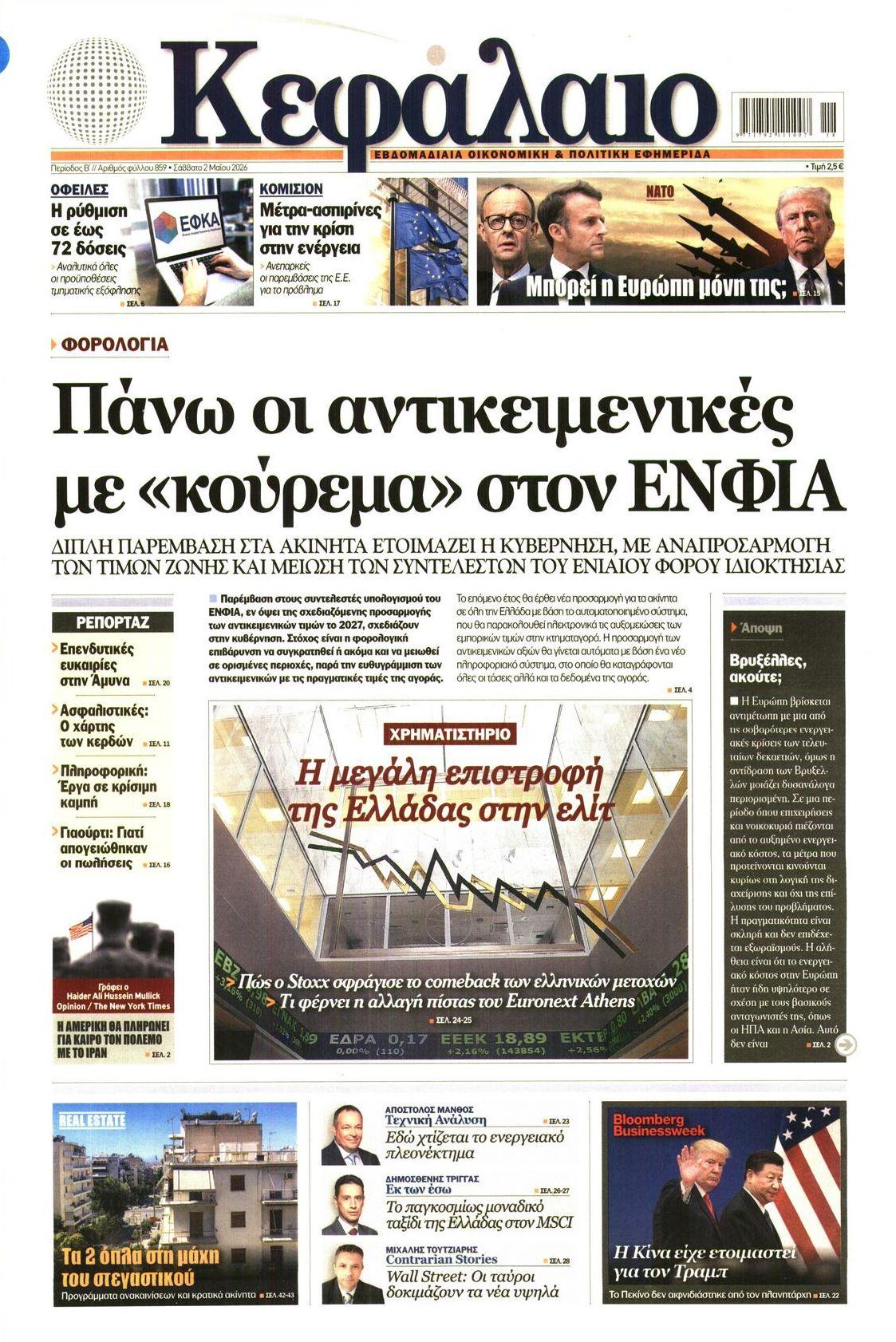 Πρωτοσέλιδο εφημερίδας Κεφάλαιο
