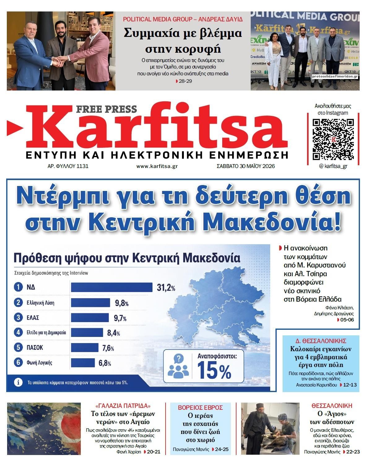 Πρωτοσέλιδο εφημερίδας Καρφίτσα