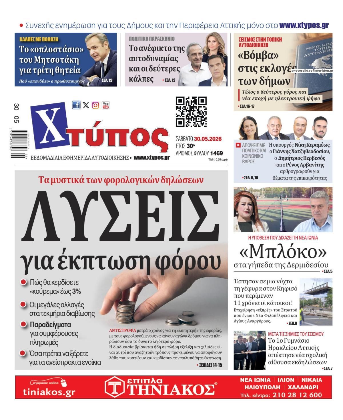 Πρωτοσέλιδο εφημερίδας Χτύπος