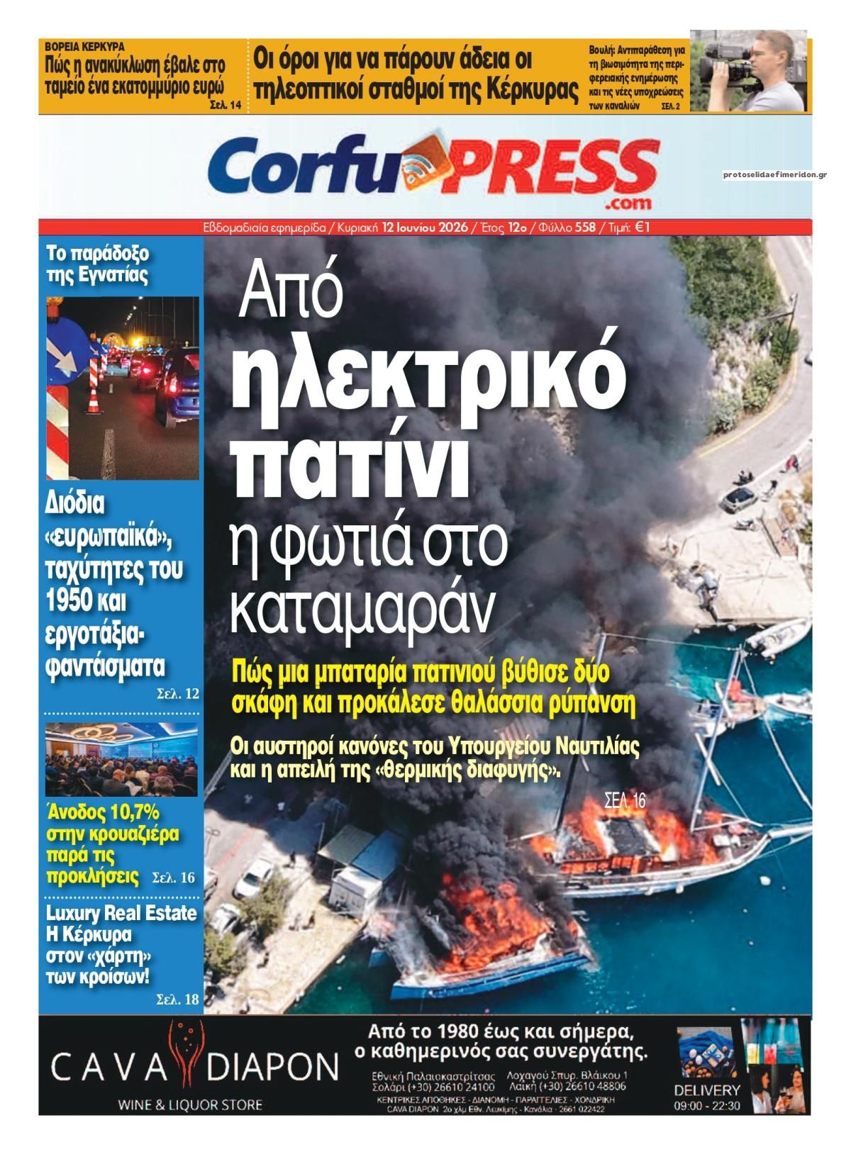 Πρωτοσέλιδο εφημερίδας CorfuPress