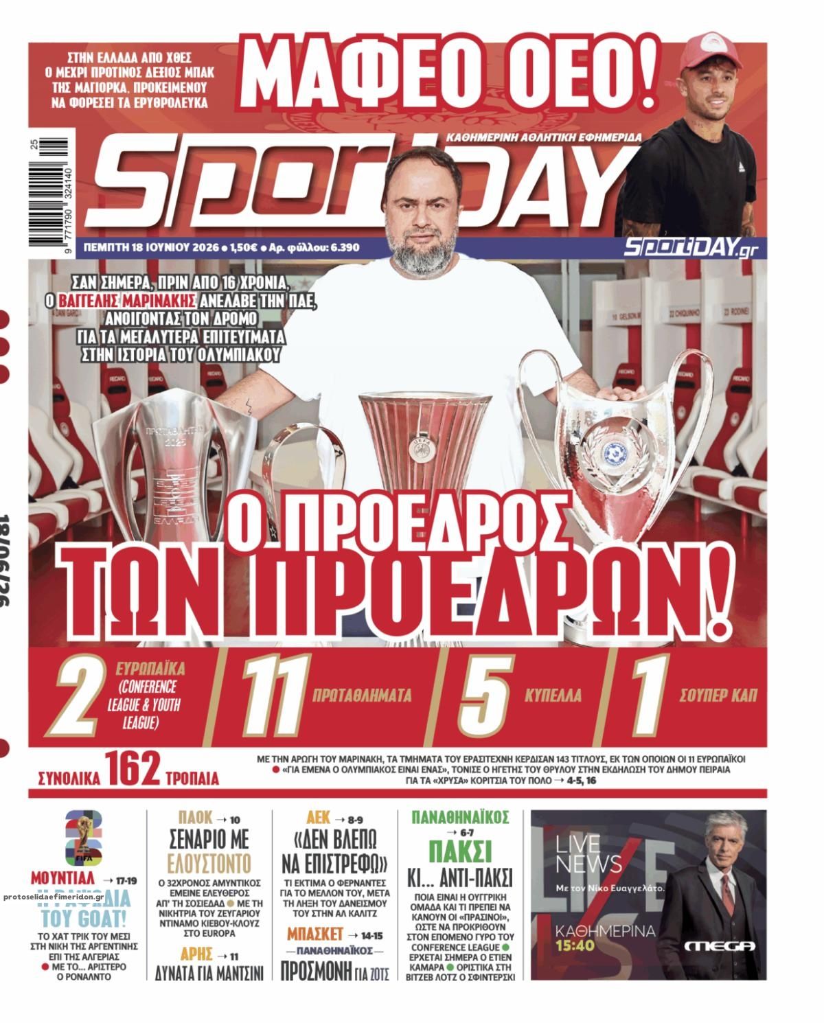 Πρωτοσέλιδο εφημερίδας Sportday