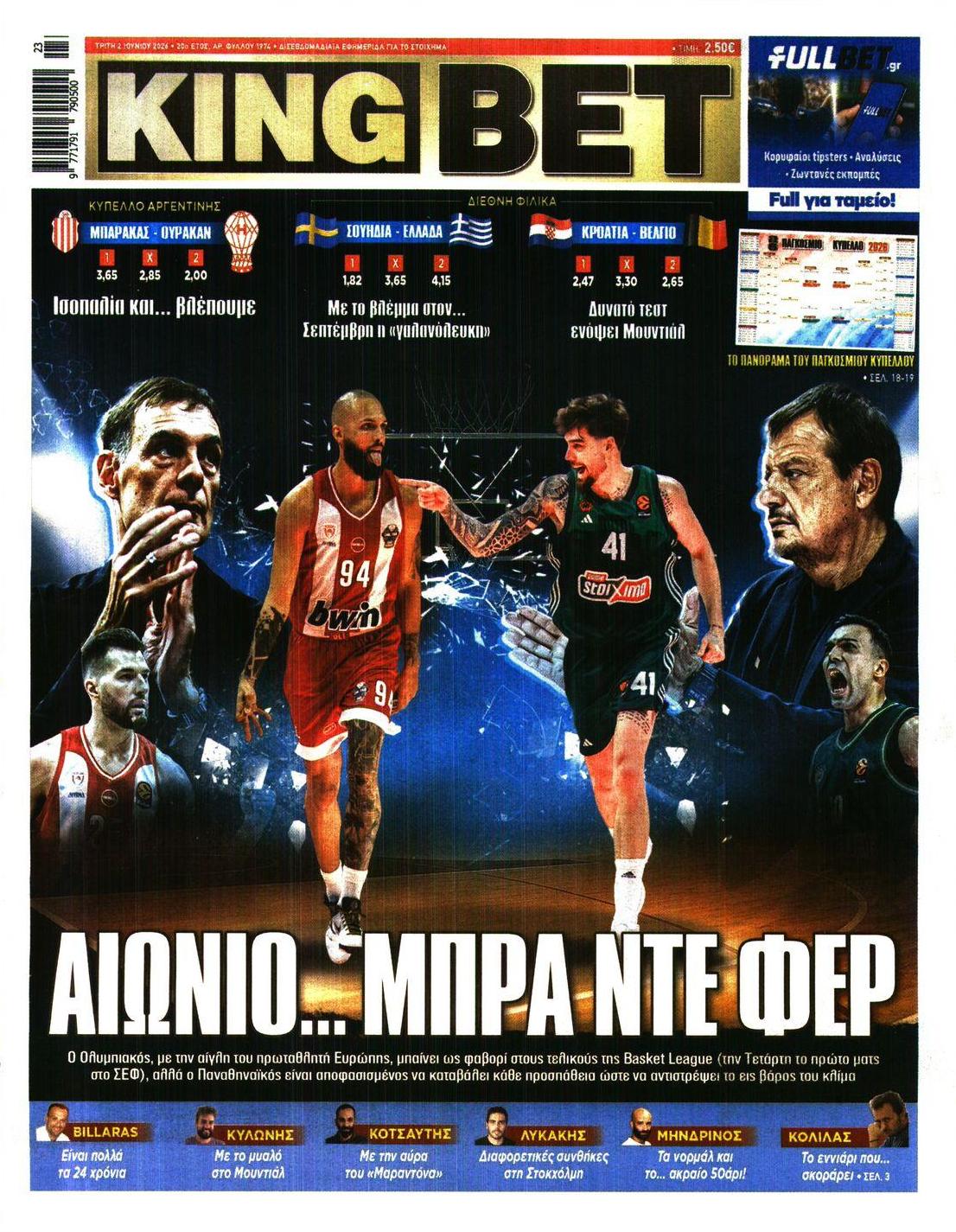 Πρωτοσέλιδο εφημερίδας Kingbet
