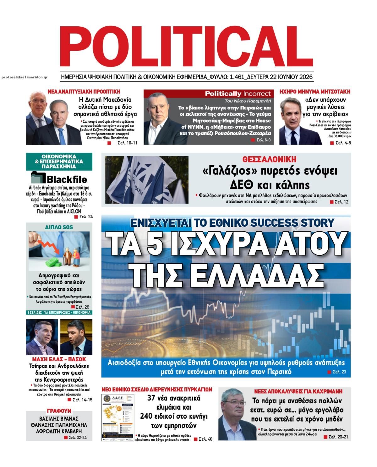 Πρωτοσέλιδο εφημερίδας Political