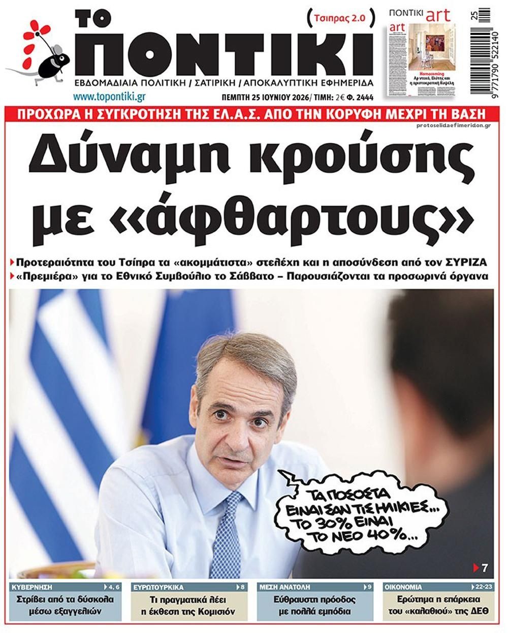 Πρωτοσέλιδο εφημερίδας Το Ποντίκι