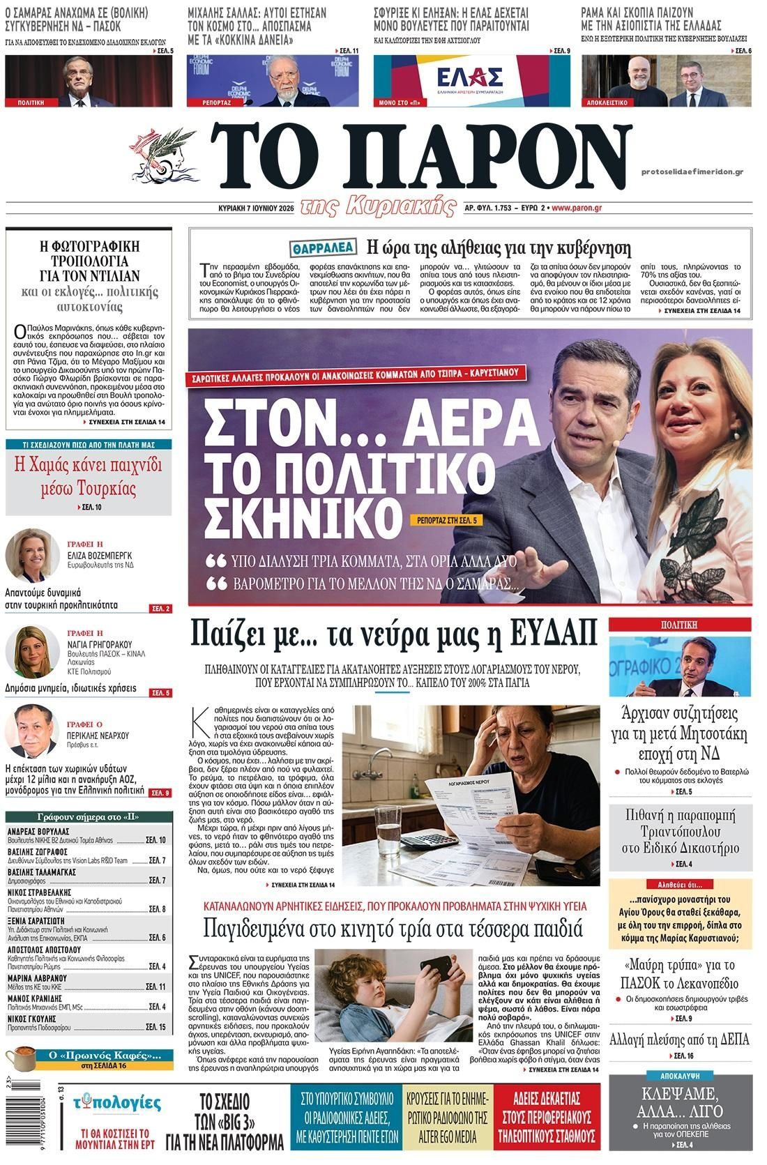 Πρωτοσέλιδο εφημερίδας Το Παρόν