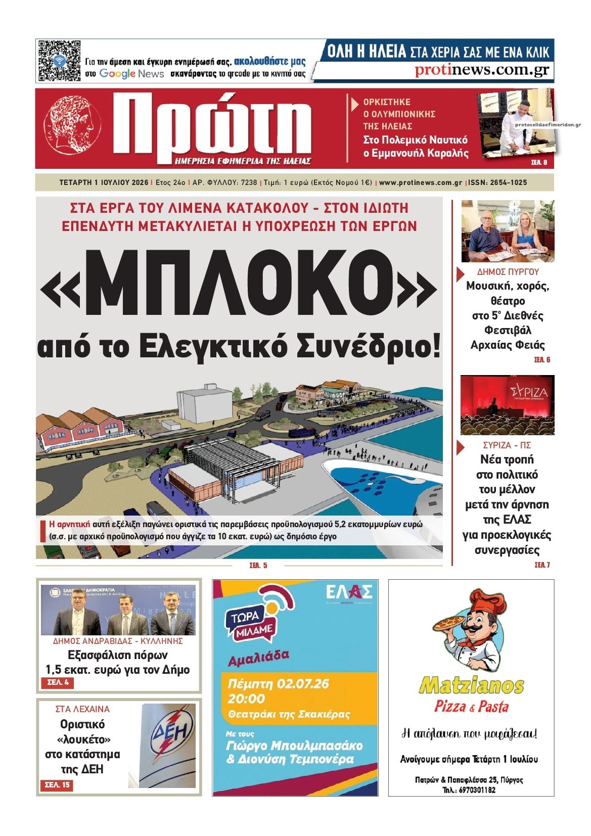 Πρωτοσέλιδο εφημερίδας Πρώτη