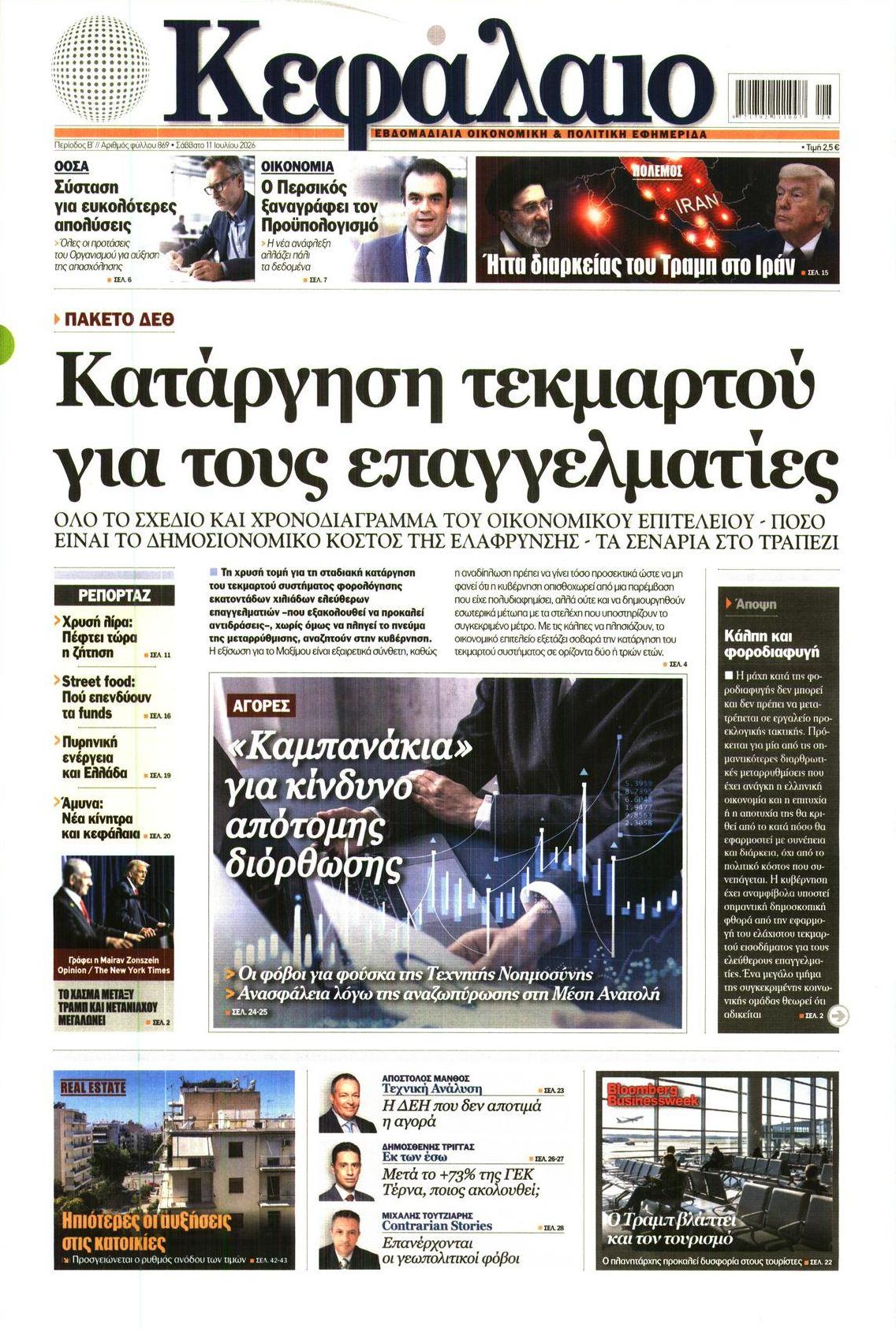Πρωτοσέλιδο εφημερίδας Κεφάλαιο