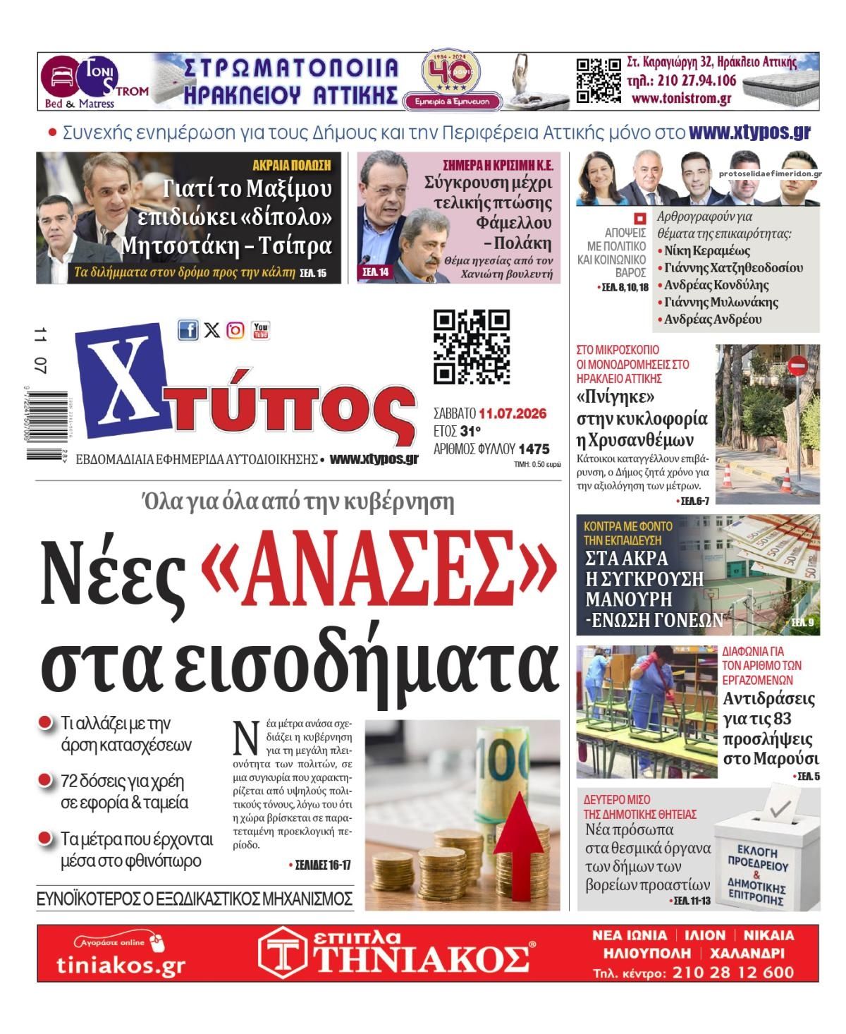 Πρωτοσέλιδο εφημερίδας Χτύπος