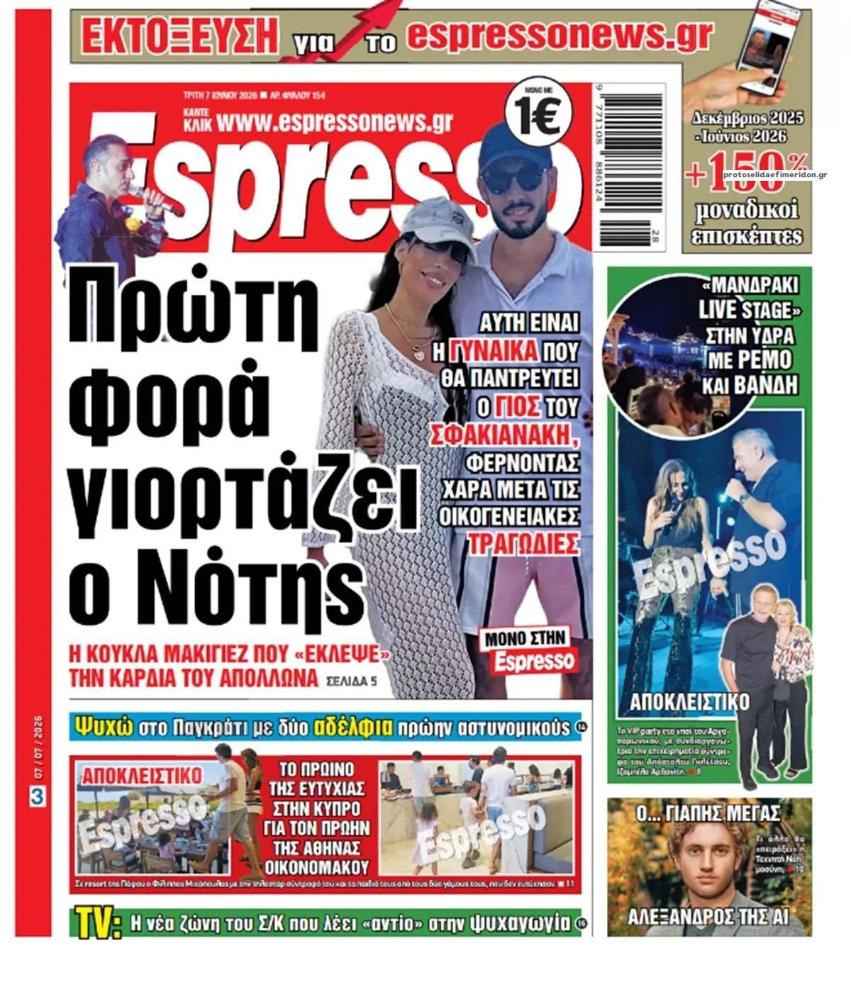 Πρωτοσέλιδο εφημερίδας Espresso