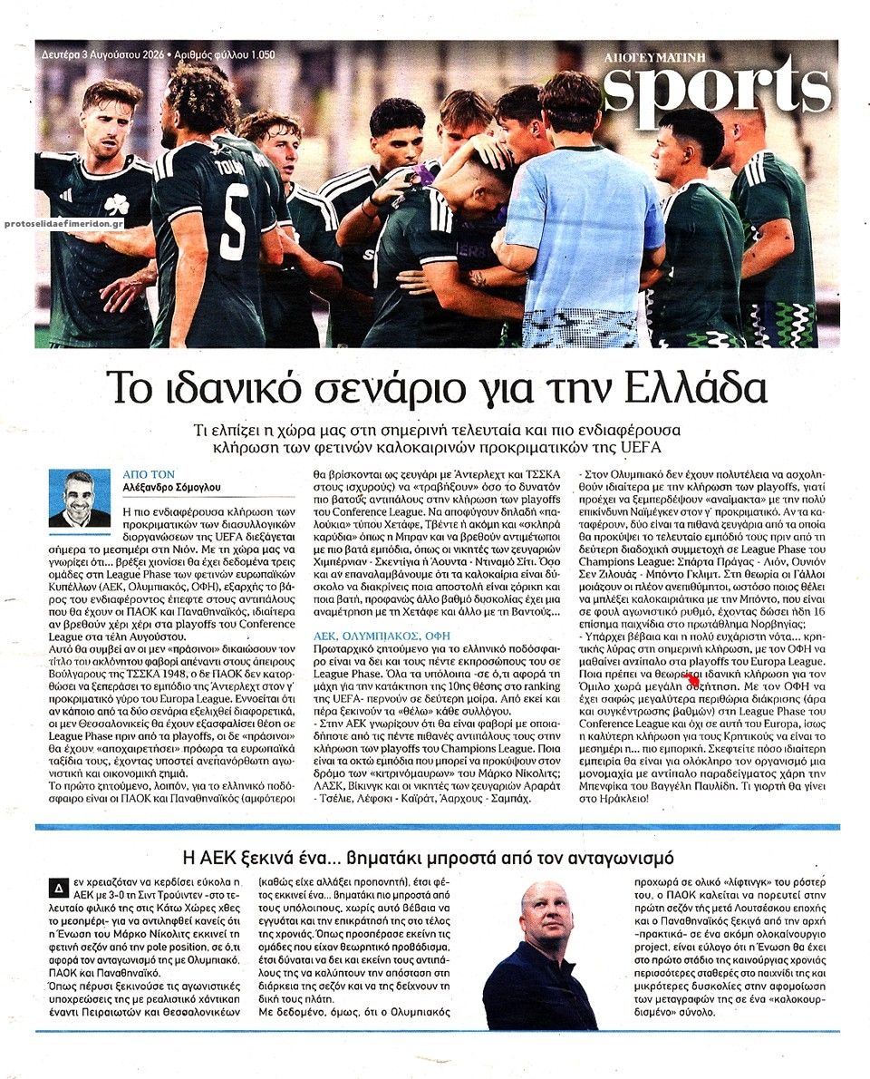 Οπισθόφυλλο εφημερίδας Απογευματινή