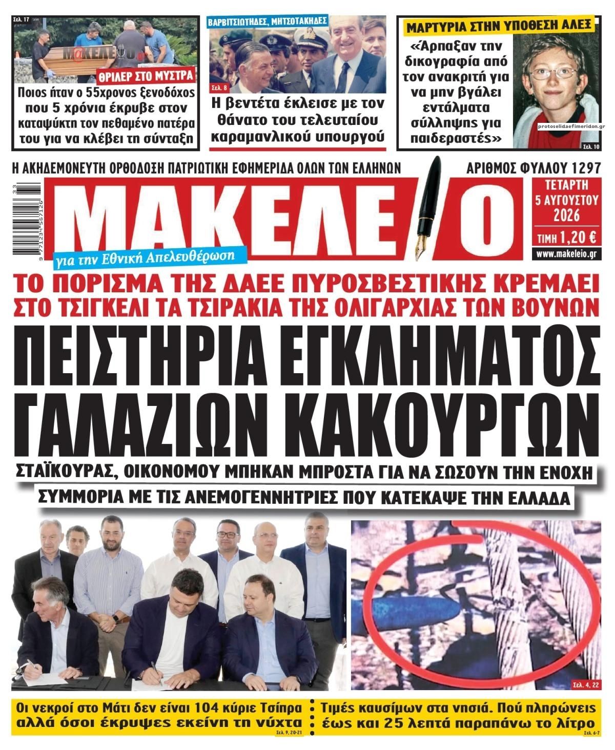 Πρωτοσέλιδο εφημερίδας Μακελειό