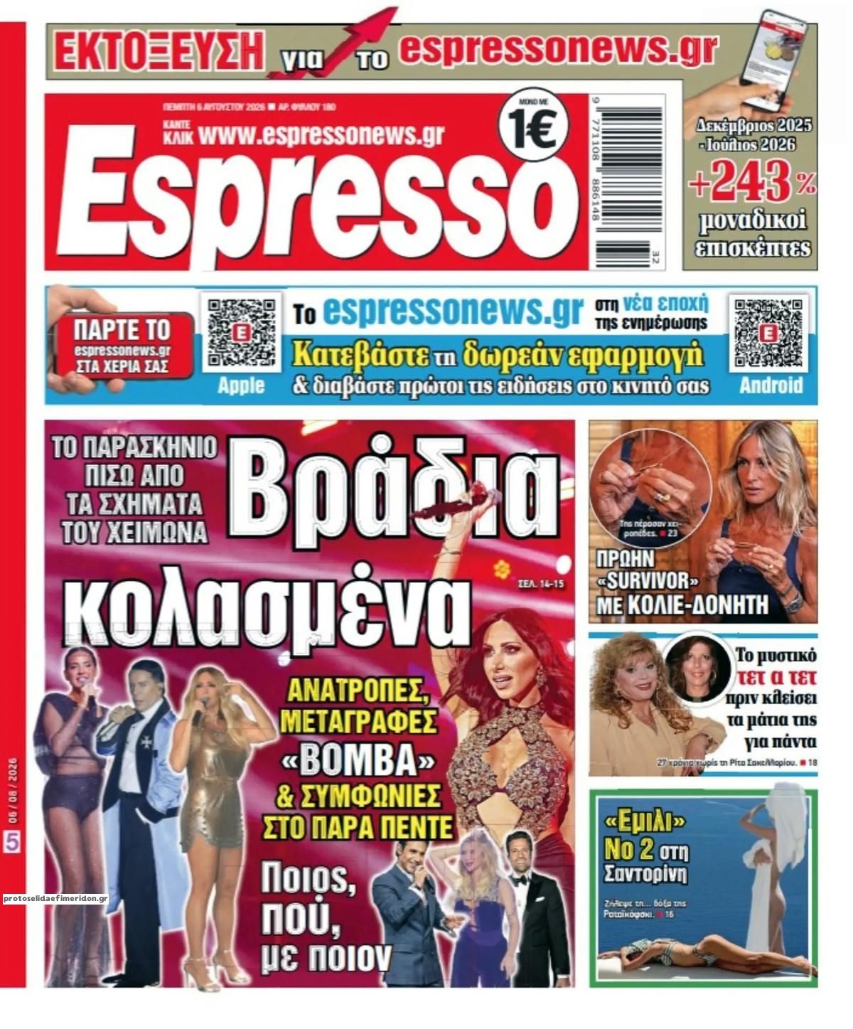 Πρωτοσέλιδο εφημερίδας Espresso