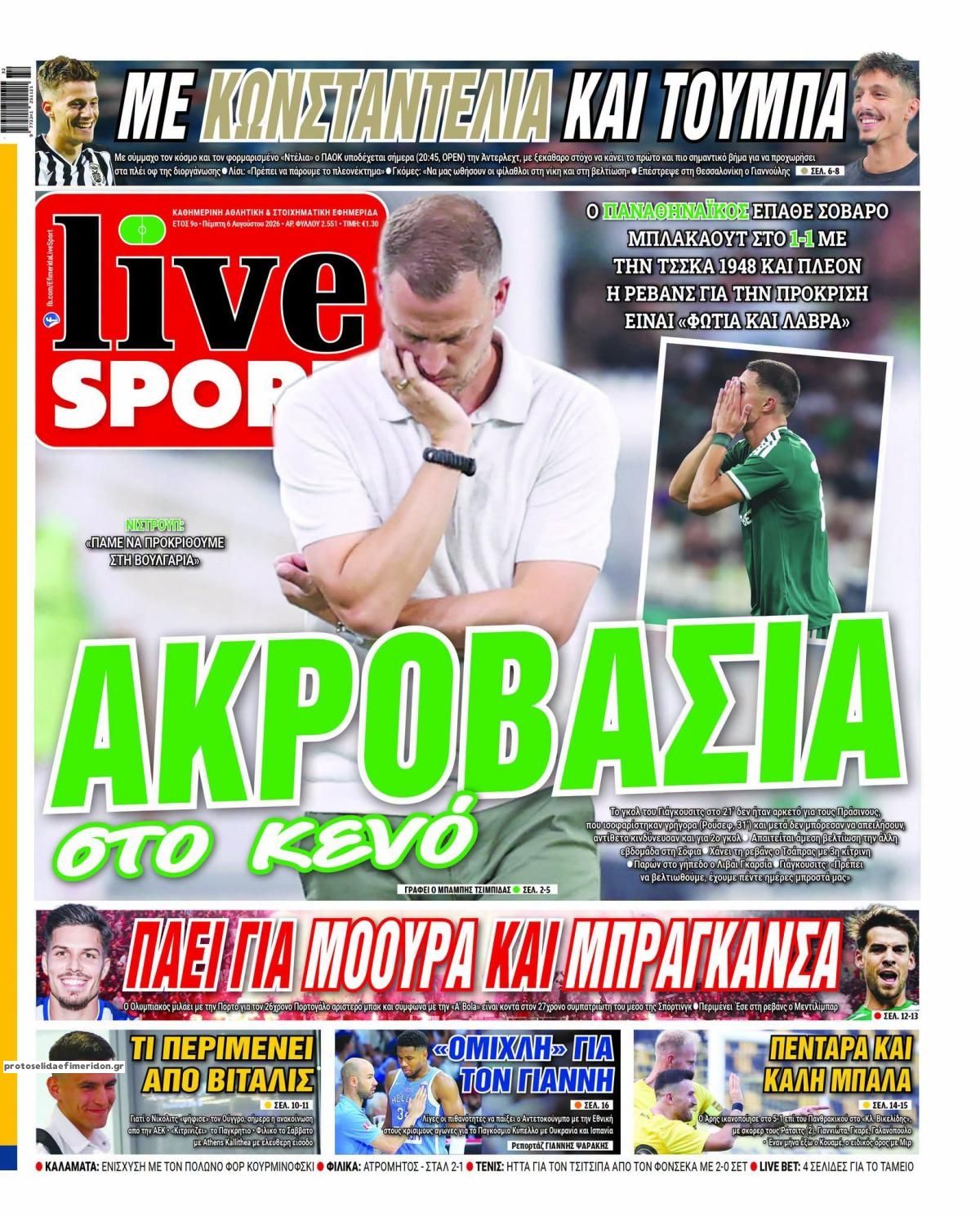 Πρωτοσέλιδο εφημερίδας Livesport