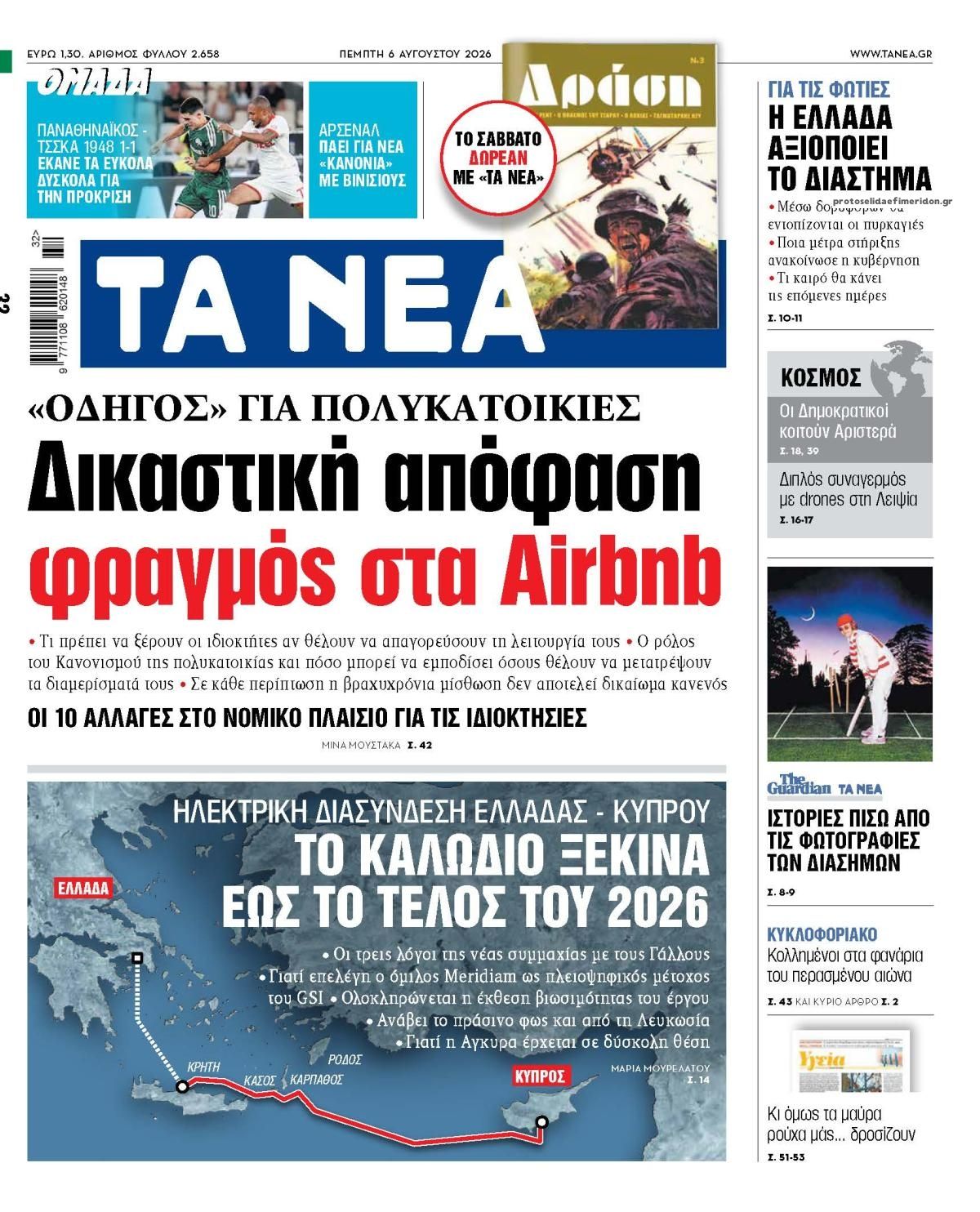 Πρωτοσέλιδο εφημερίδας Τα Νέα