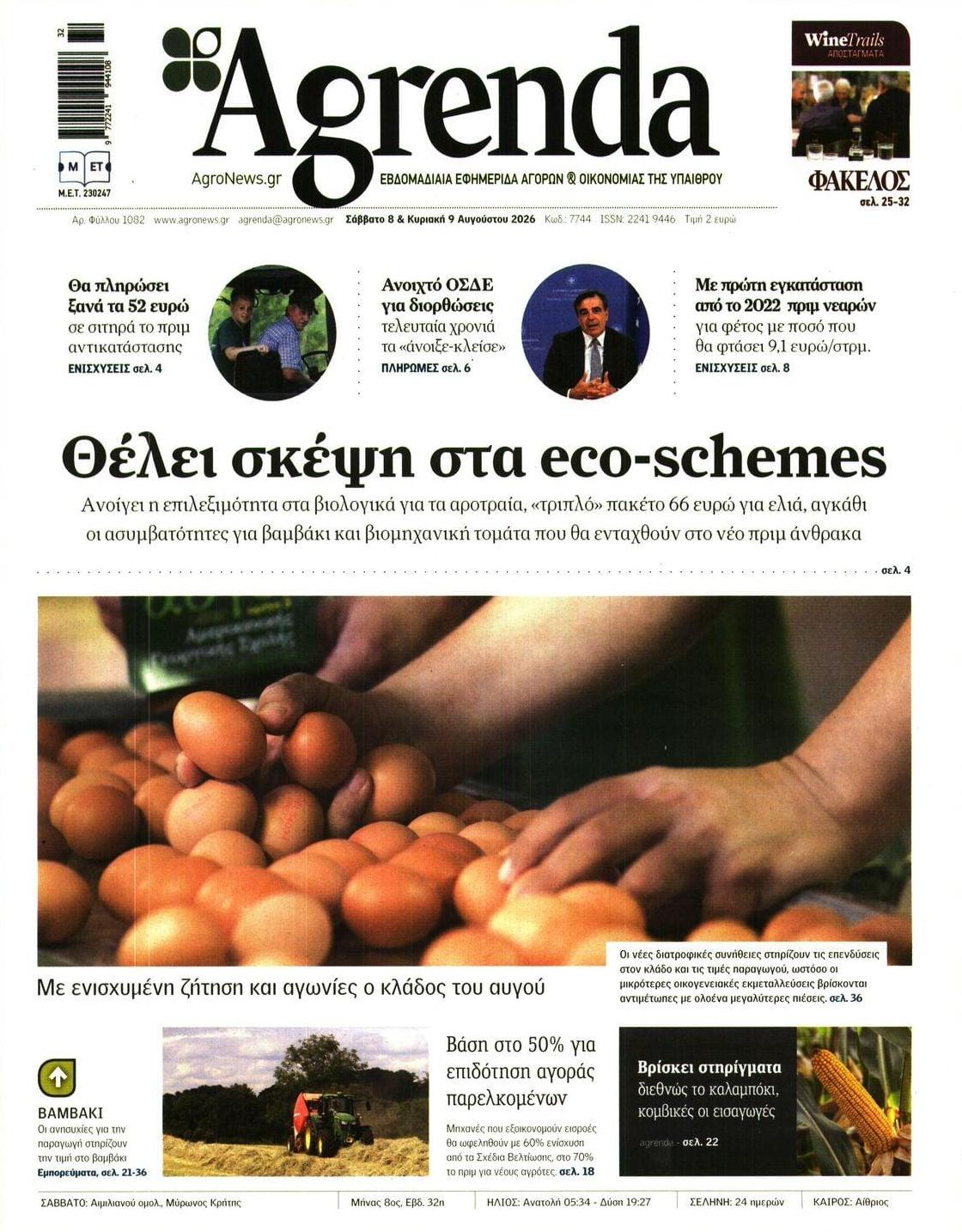 Πρωτοσέλιδο εφημερίδας Agrenda