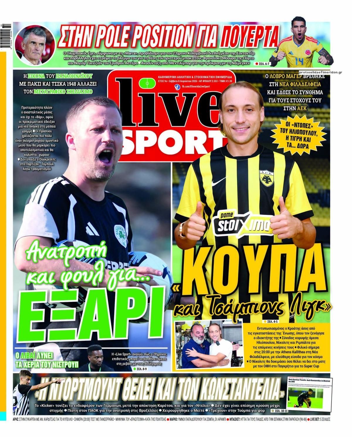 Πρωτοσέλιδο εφημερίδας Livesport