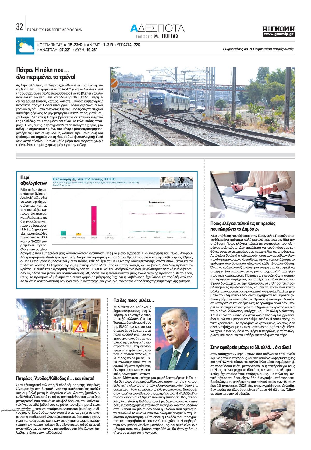 Οπισθόφυλλο εφημερίδας  25/09/2026